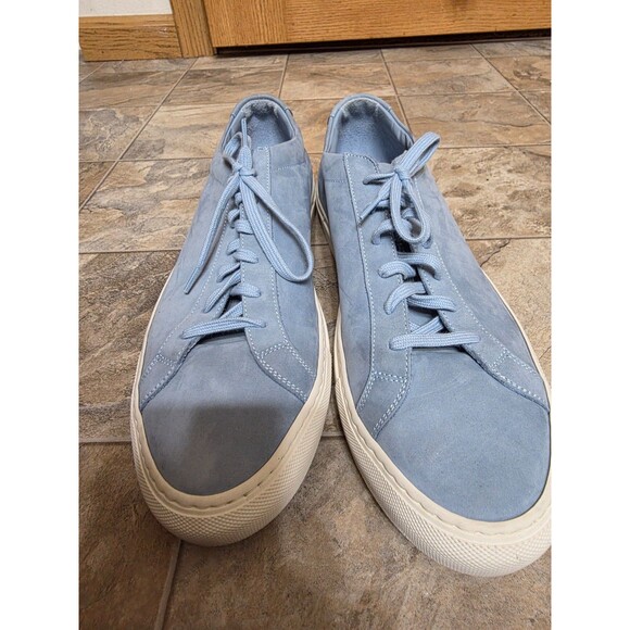 COMMON PROJECTS OG Achilles Low Sneakers in Powder Blue Nubuck Leather EU 45 12 - Picture 4 of 8